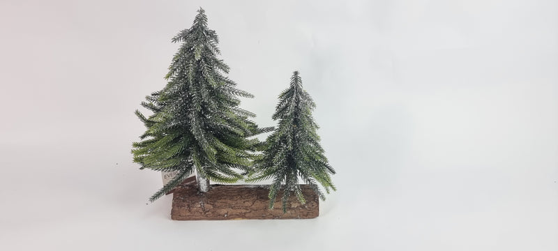 Mini Trees on Log Table Decoration