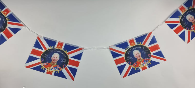 20ft King Charles Coronation Bunting with 12 Flags