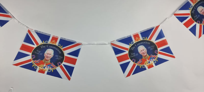 20ft King Charles Coronation Bunting with 12 Flags
