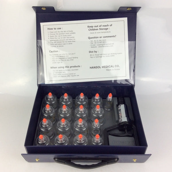 Complete Hansol Bu Hang 17 Piece Cupping Massage Therapy Set In Original Case